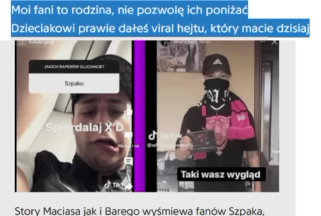 Młody fan Szpaka dissuje White Widow. To właśnie od ataku na niego rozpoczął się beef